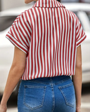 Camisa Listrada com Mangas Curtas Somália