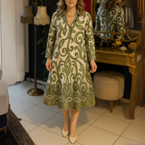 Vestido com Decote Elisa - Manga Rosa