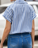 Camisa Listrada com Mangas Curtas Somália