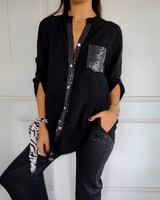 Camisa com Decote V Natália - Preto / P