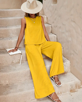 Conjunto Casual Pantalona e Regata Luana - Amarelo / P
